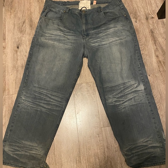 baggy wide leg jeans, grey-ish blue color with very nice fade, - Picture 4 of 5